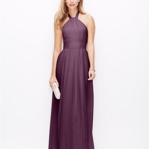 Ann Taylor Silk Georgette Halter Gown Purple Mulberry Formal Wedding Size 0